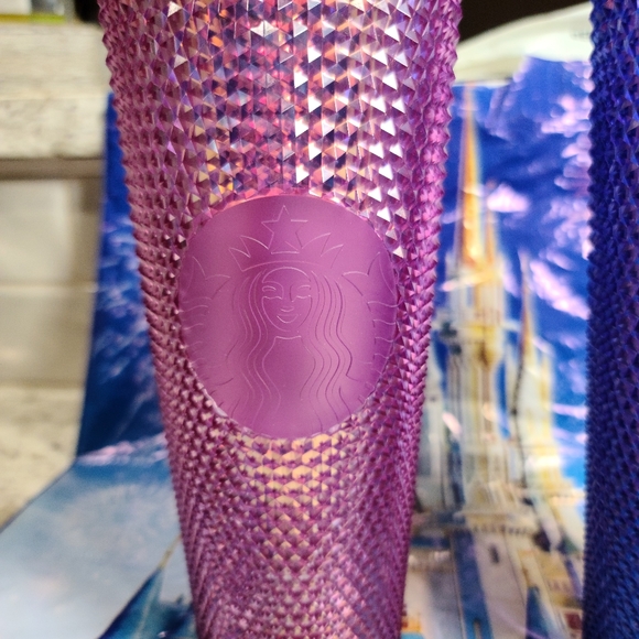 SET of 2 Disney Parks 50th Starbucks Studded Tumbler Cup Pink Blue Iridescent - Picture 8 of 11